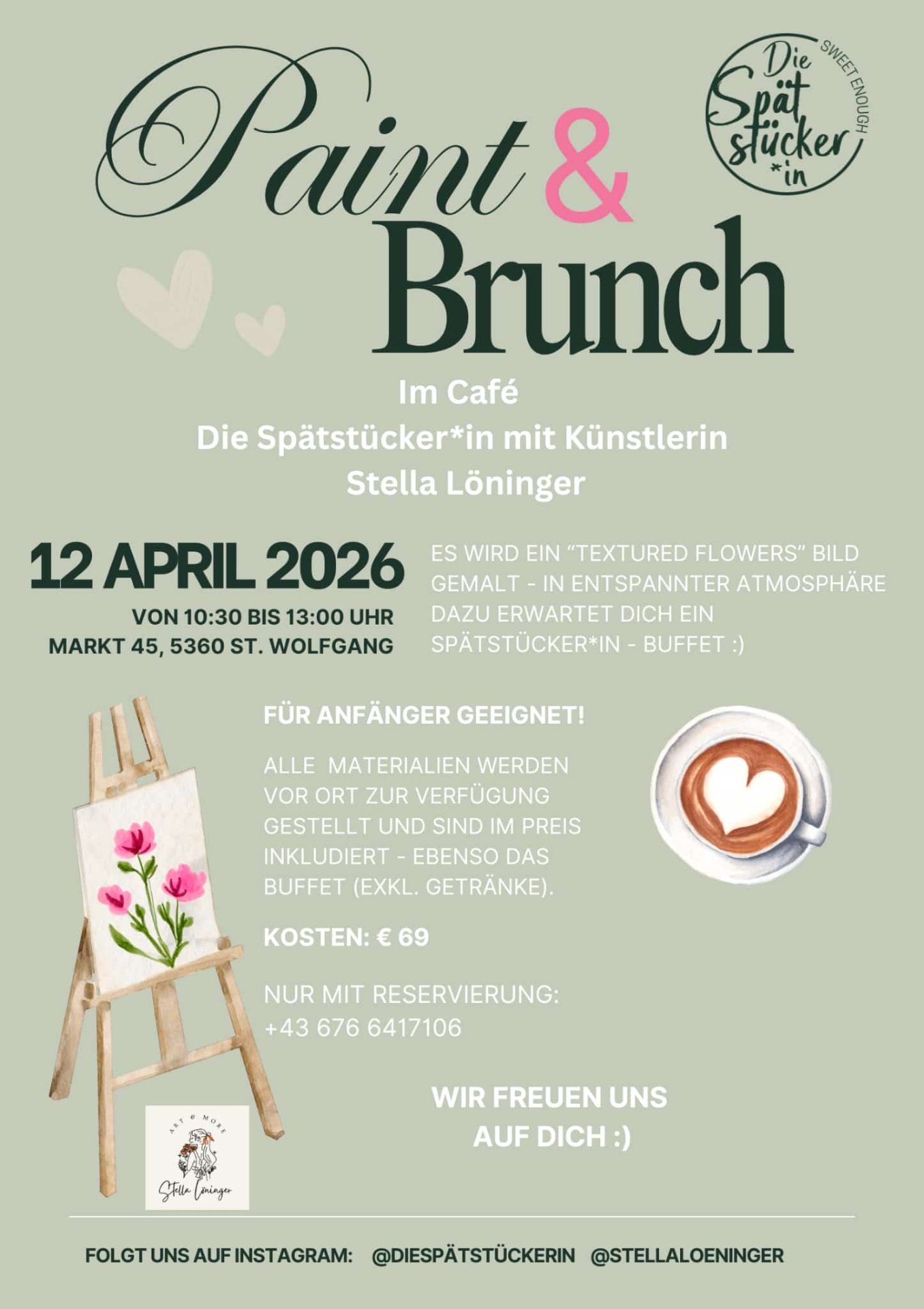 Paint & Brunch Event Flyer – 12. April 2026 mit Stella Löninger